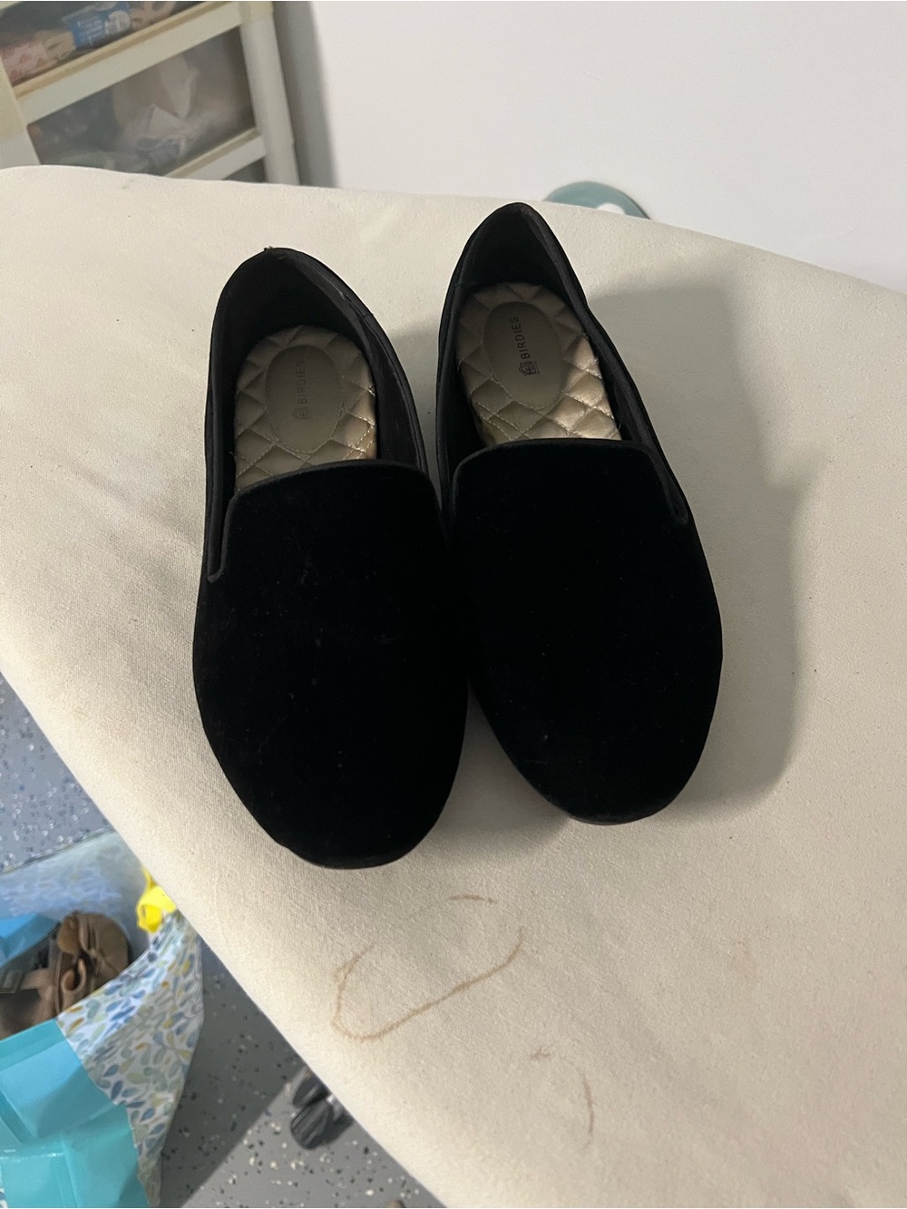 Birdies Black Velvet Slip-On Loafers